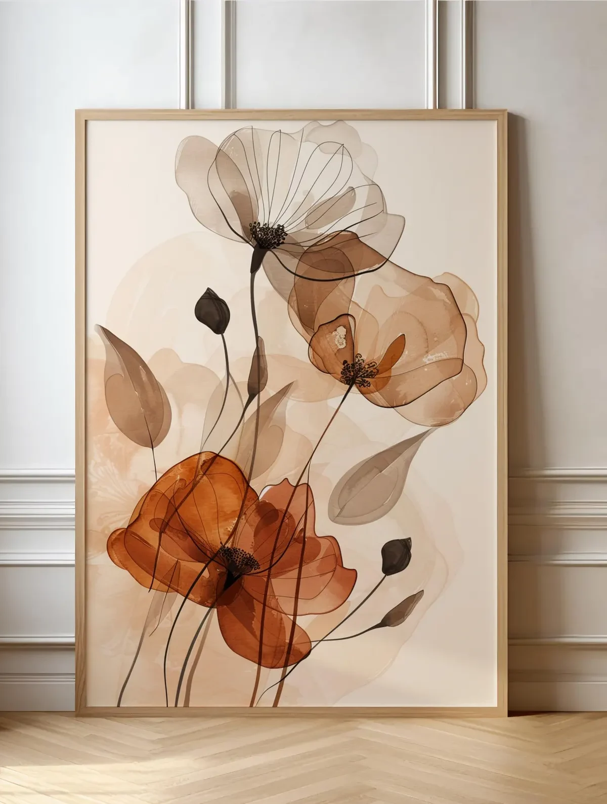 Bohemian botanical wall decoration in natural tones