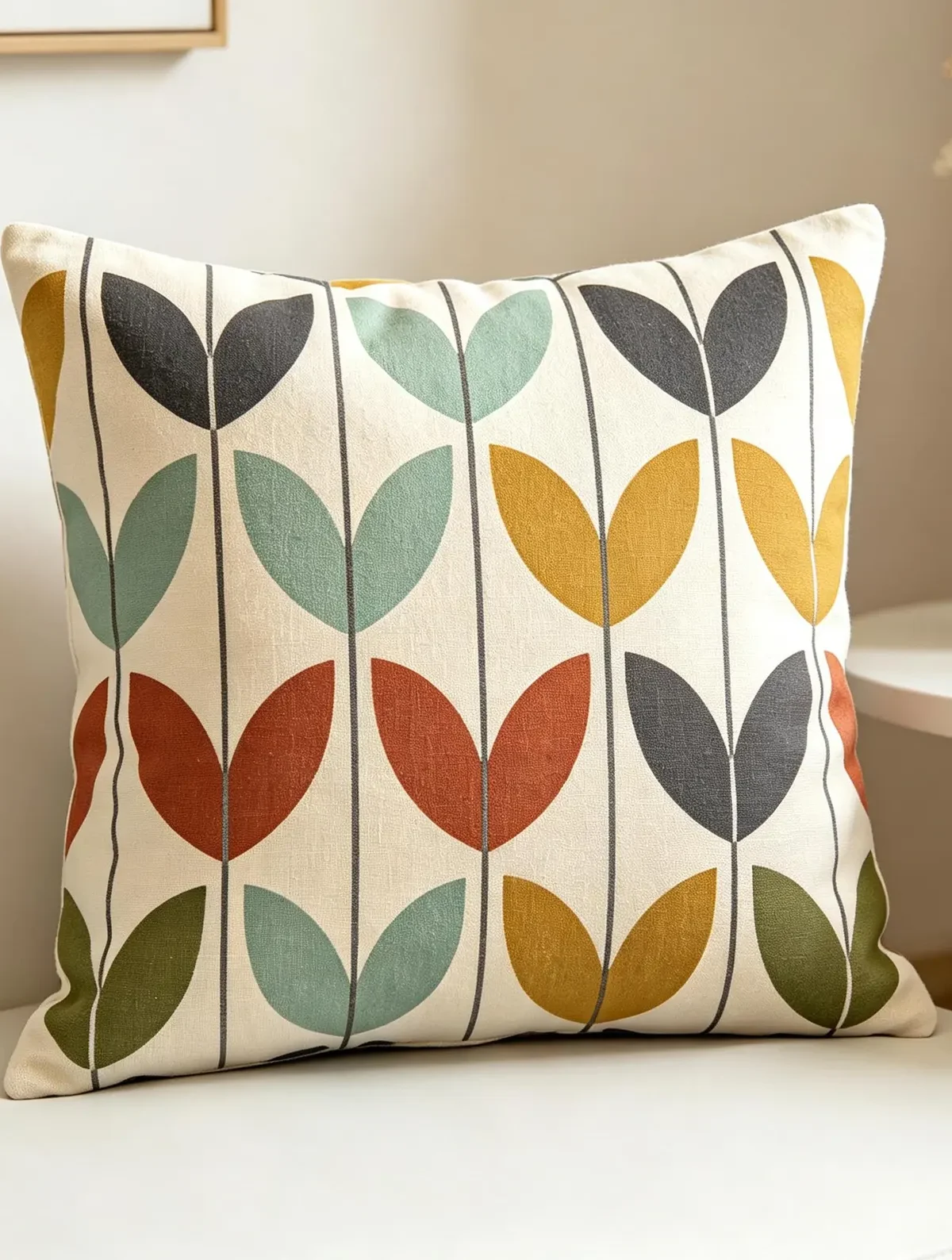 Colorful retro leaf-shaped cushion cover