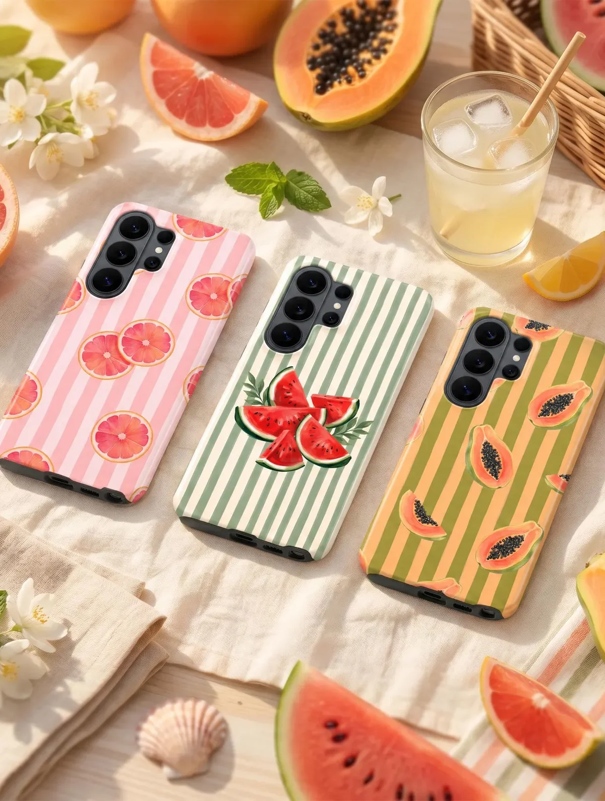Retro Striped Fruit Phone Case